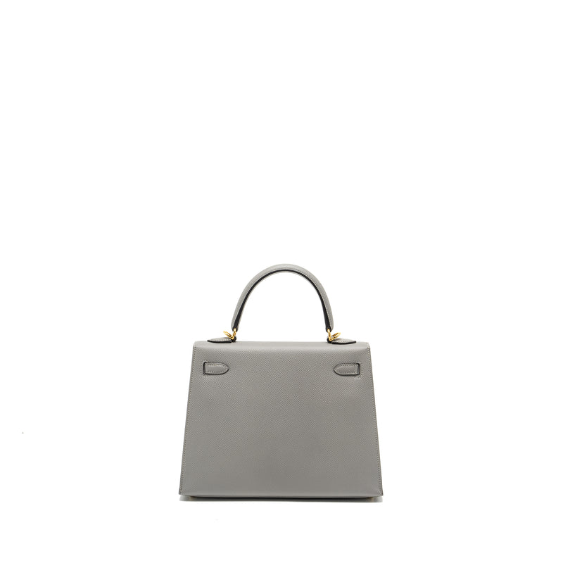 Hermes Kelly 25 Special Order Epsom Gris Motte / Rose purple GHW Stamp C