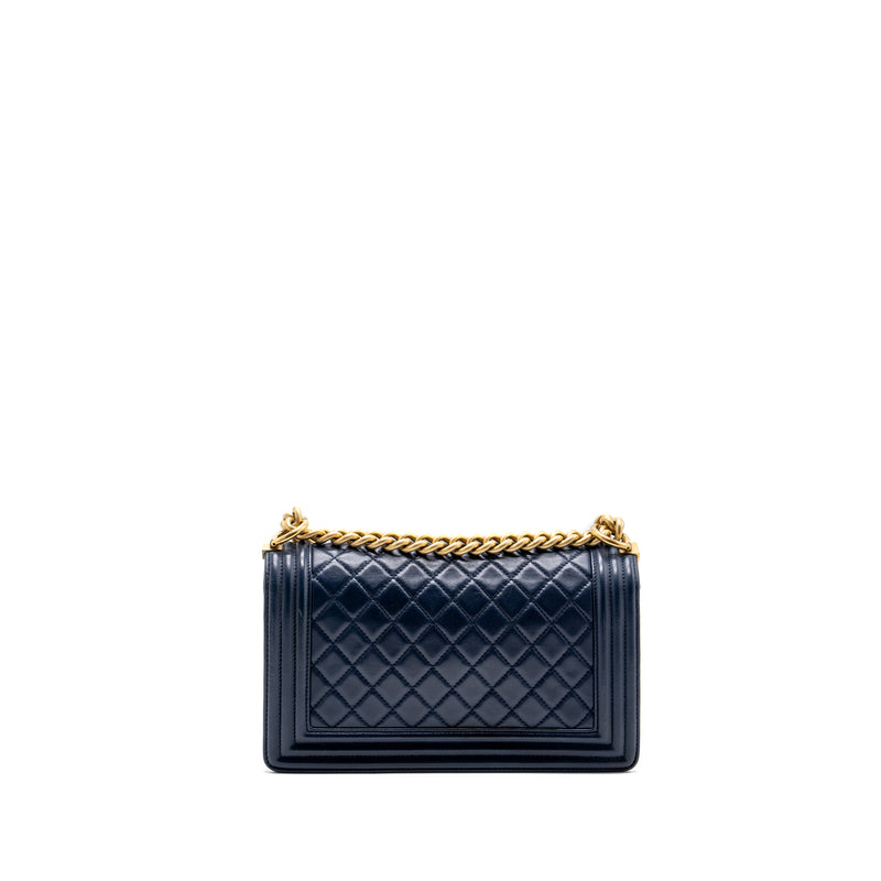 CHANEL MEDIUM BOY BAG lambskin BLUE GHW