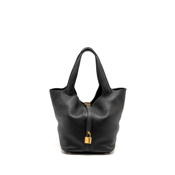 Hermes Picotin 22 Lock Bag Clemence Black GHW Stamp U