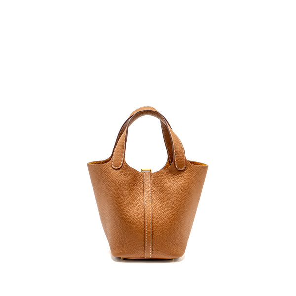 Hermes Picotin 18 Lock Bag Clemence Gold GHW Stamp B
