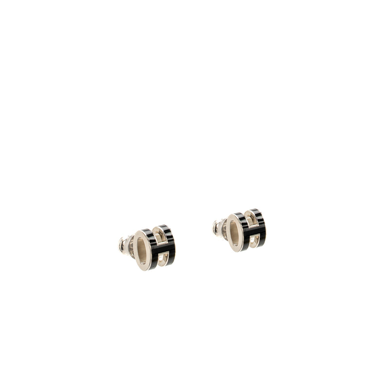 Hermes mini Pop H Earrings Black SHW