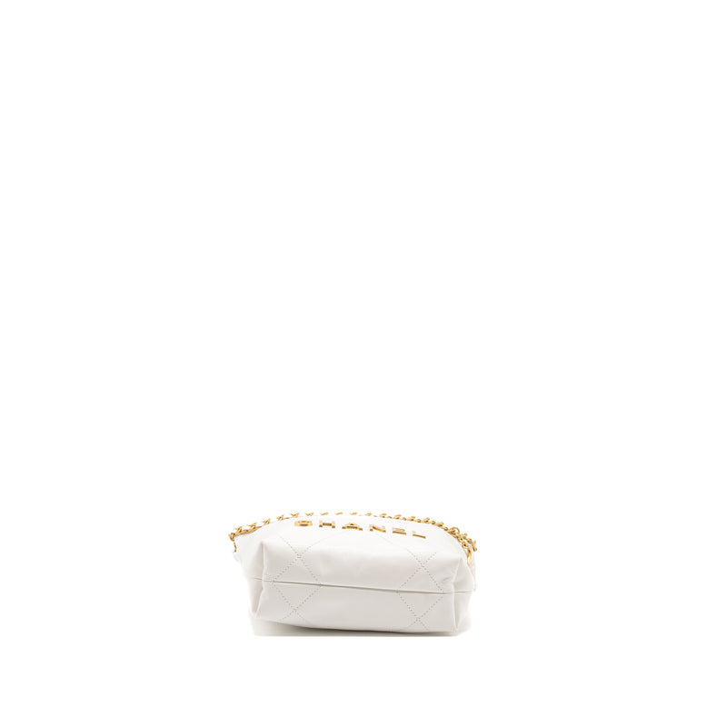 Chanel Mini 22 bag shiny calfskin white GHW (microchip)