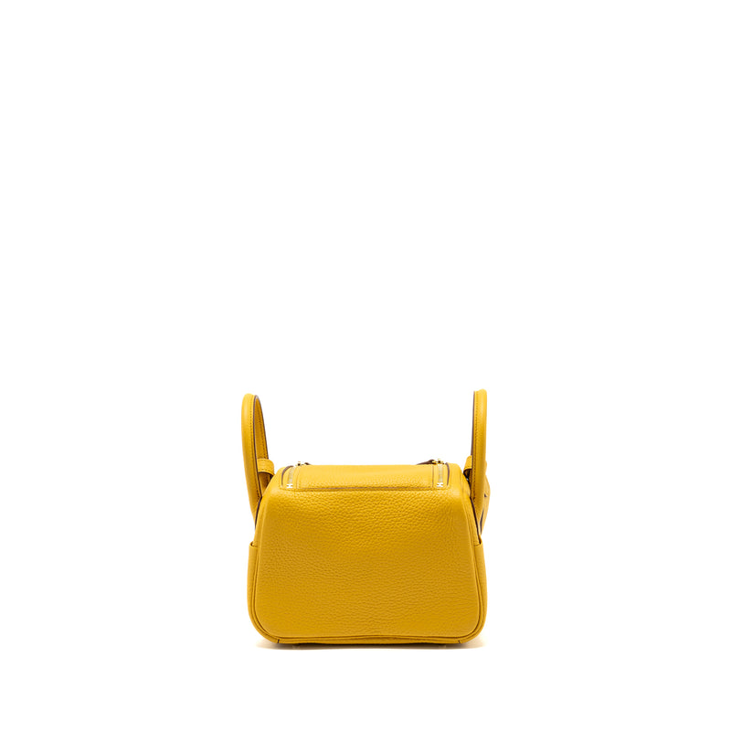 Hermes mini lindy clemence 9D Jaune amber GHW stamp D