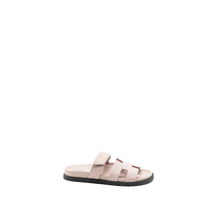 Hermes size 37 chypre sandals suede / Mauve pale