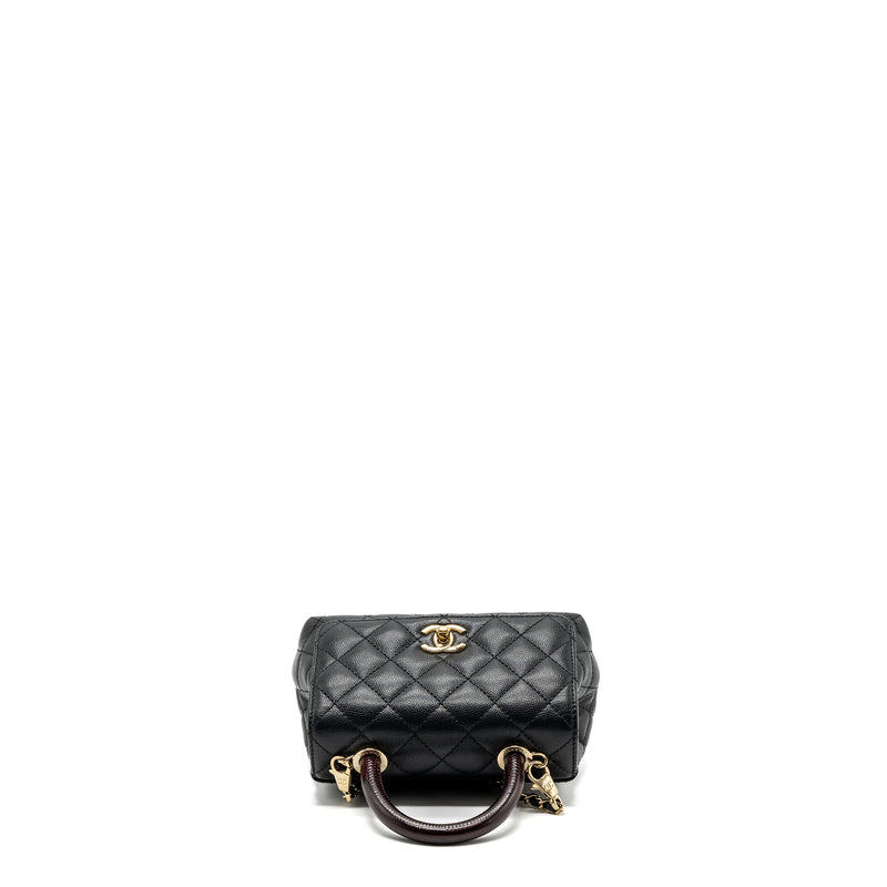 Chanel Coco Handle Extra Mini With Lizard Embossed Handle Caviar Black LGHW(microchip)