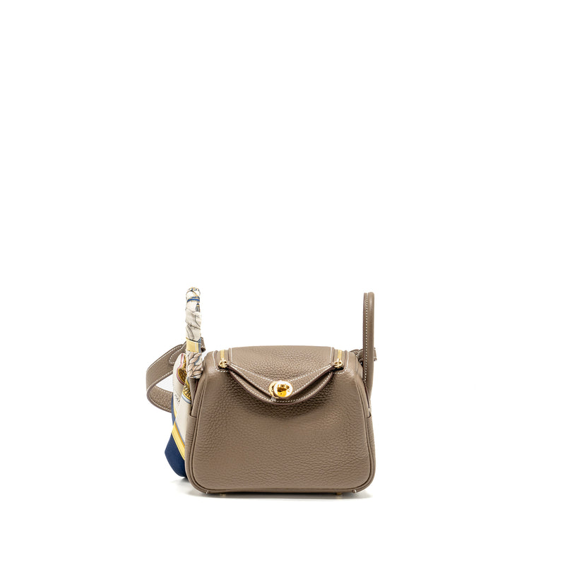 Hermes Mini Lindy Clemence Etoupe GHW Stamp B