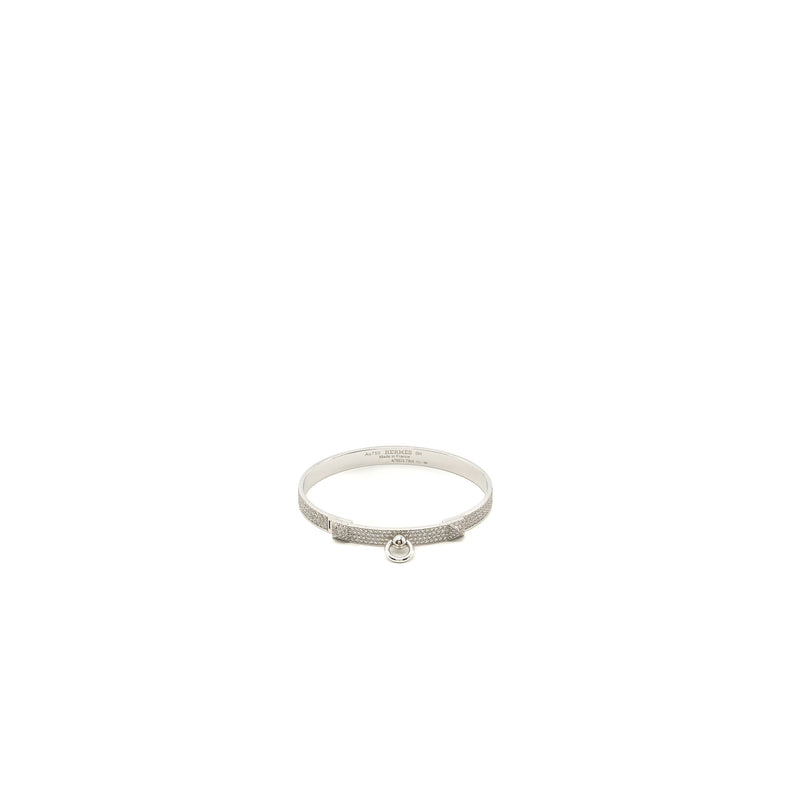 Hermes Size SH Collier De Chien Bracelet, Small Model White Gold /Diamonds