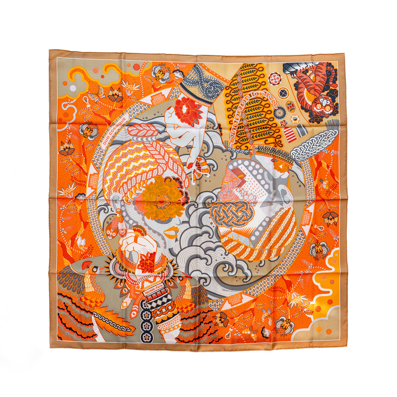 Hermes 90CM Silk Scarf Duo Cosmique Multicolour