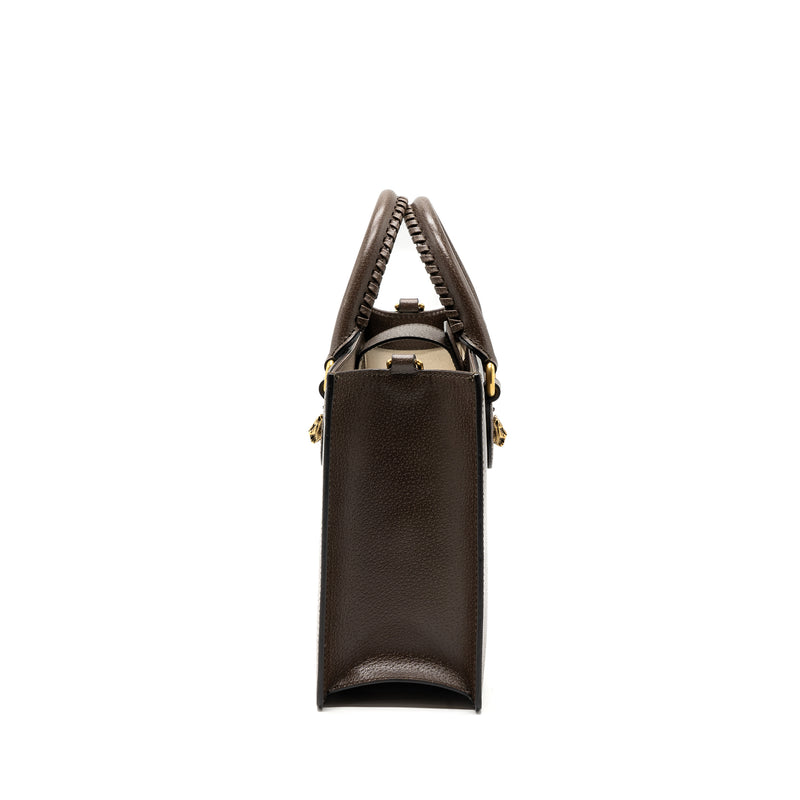 Gucci top handle tote bag calfskin dark brown GHW