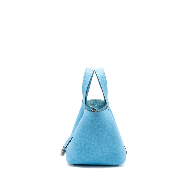 Hermes Picotin 18 Lock Bag Clemence Blue du Nord SHW Stamp Z