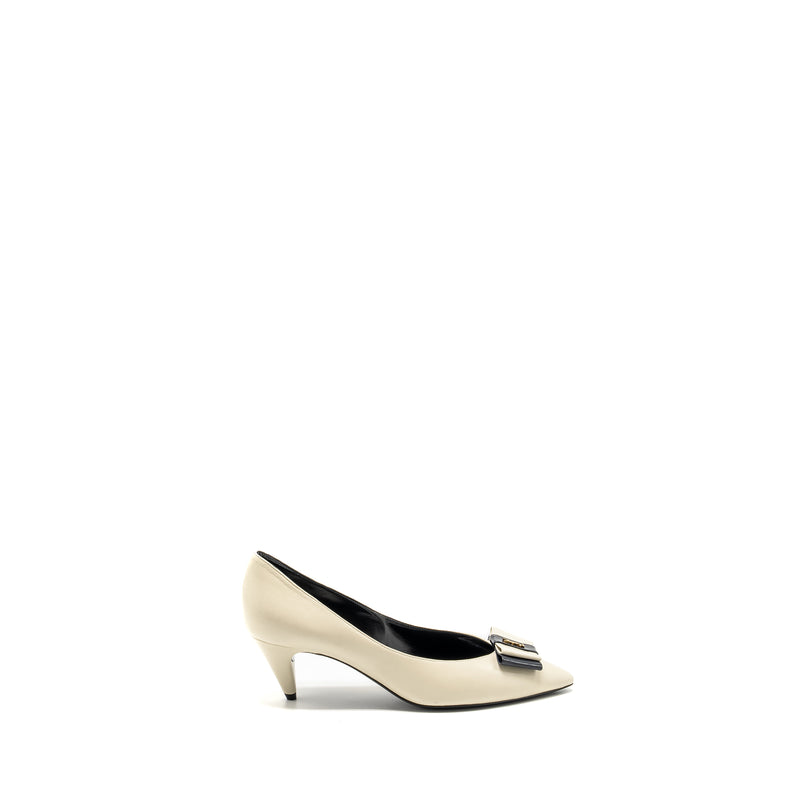 Saint Laurent Size 38 Anais 55 Bow YSL Pump white/multicolour