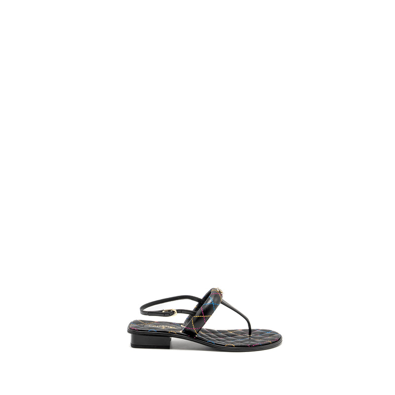 Chanel Size 39.5 Sandals Black /Multicolour