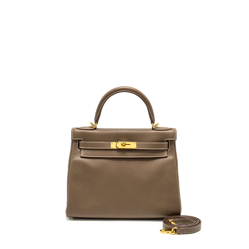 Hermes Kelly 28 Clemence Etoupe GHW Stamp T