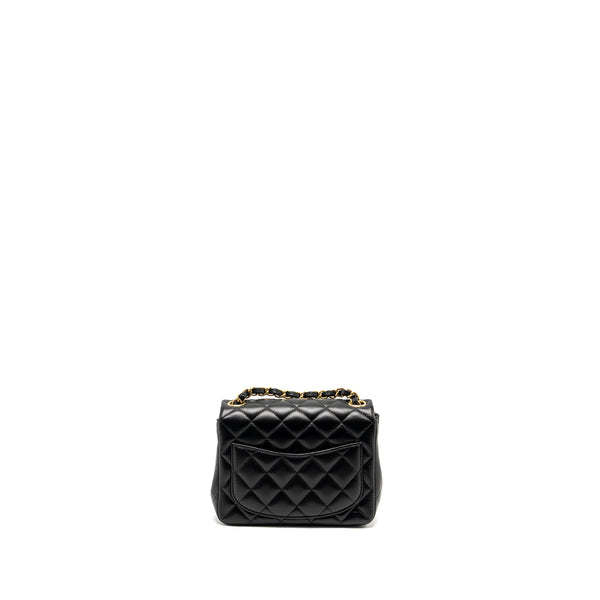 Chanel mini square flap Bag lambskin Black LGHW (Microchip)