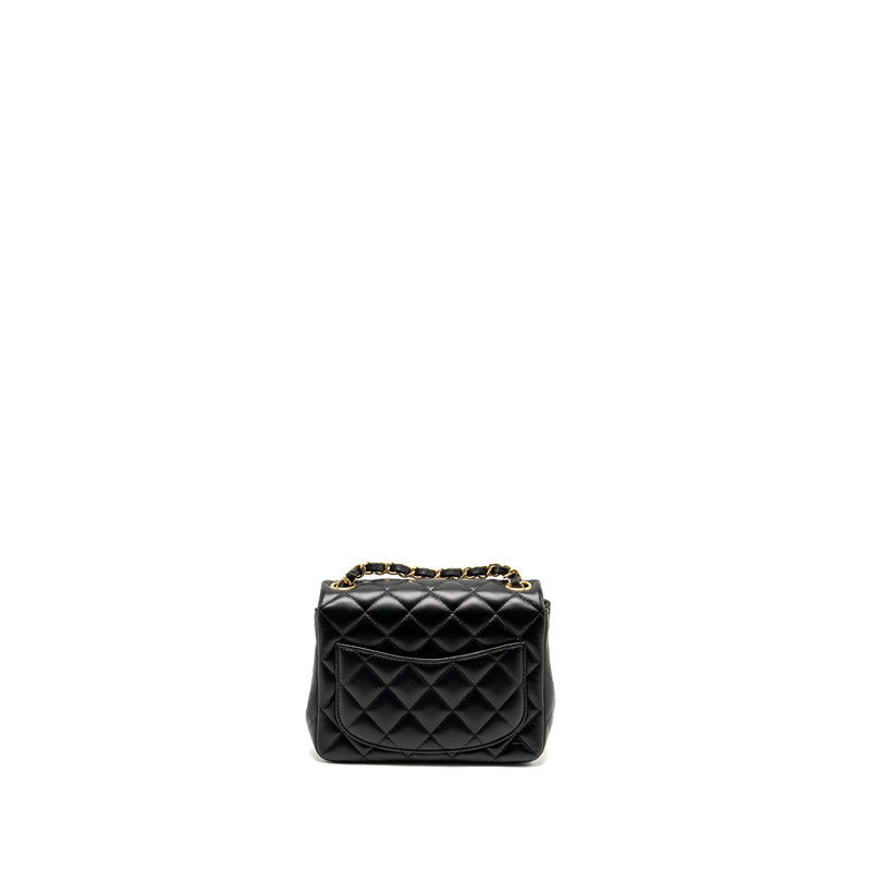 Chanel mini square flap Bag lambskin Black LGHW (Microchip)