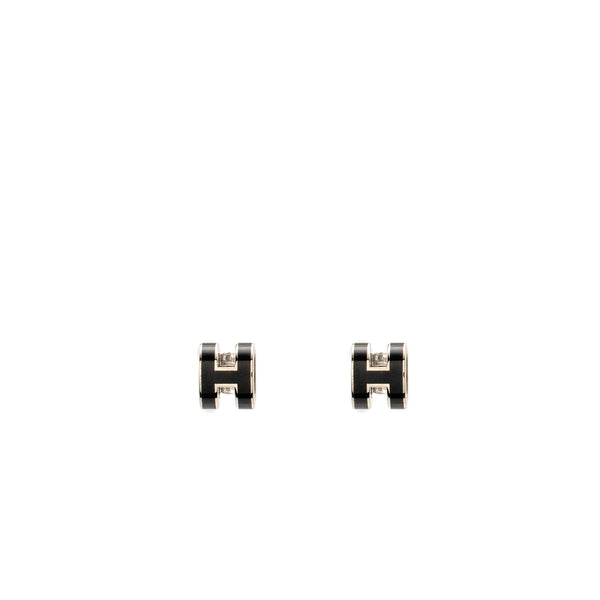Hermes mini Pop H Earrings Black SHW