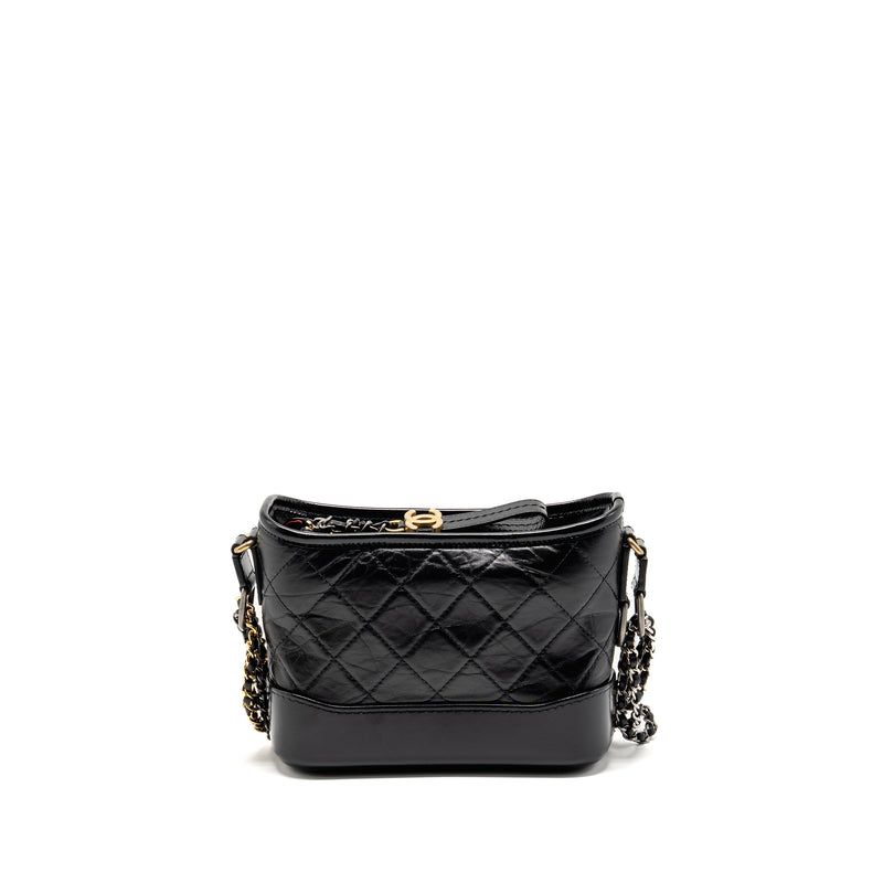 Chanel Small Gabrielle Hobo Bag with Top Handle aged calfskin black multicoloured hardware