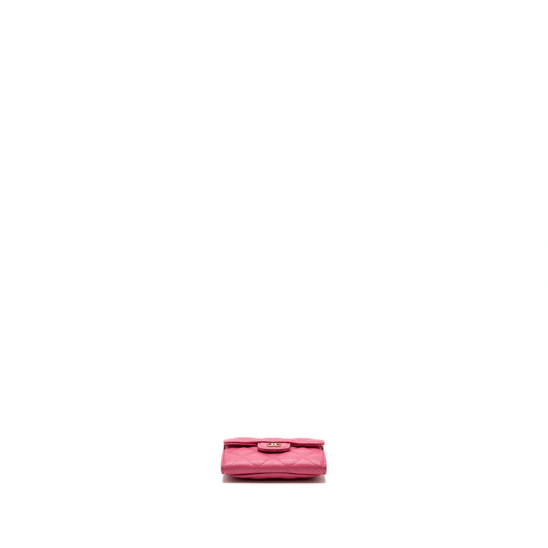 Chanel quilted small flap wallet caviar pink LGHW