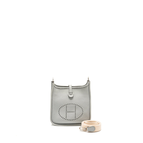 Hermes Mini Evelyne Clemence Blue Pale SHW Stamp U