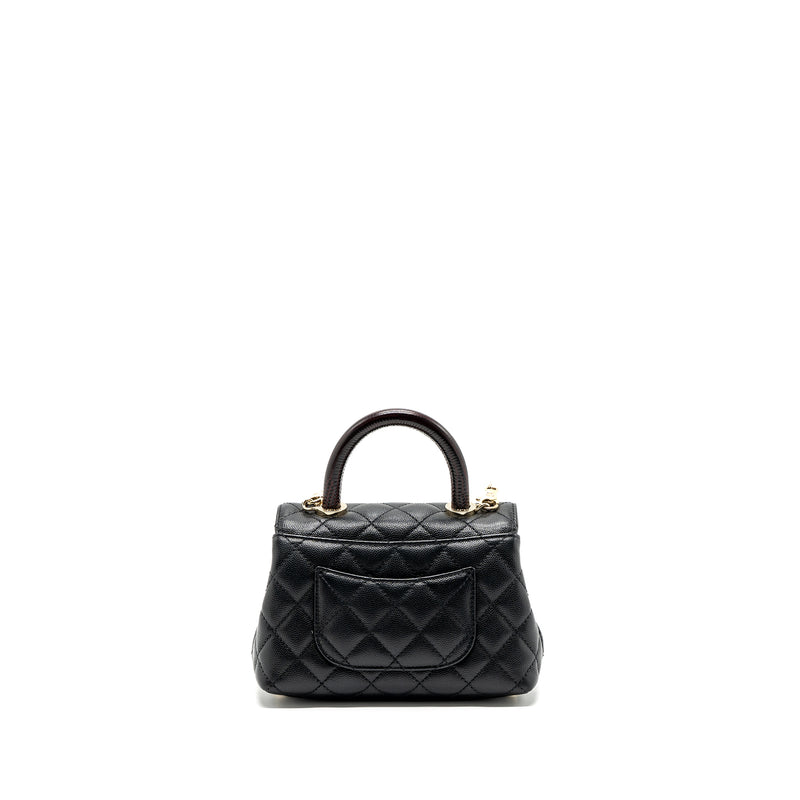 Chanel Coco Handle Extra Mini With Lizard Embossed Handle Caviar Black LGHW(microchip)