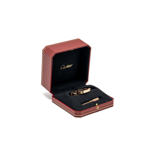 Cartier Size 16 Love Bracelet Rose Gold 4 Diamonds