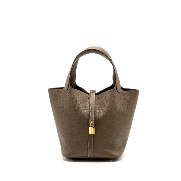 Hermes Picotin 22 Clemence Etoupe GHW Stamp B