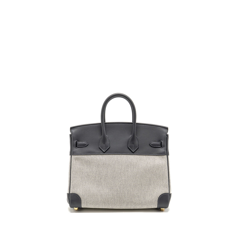 Hermes Birkin 25 Toile Swift/Canvas Ecru-Ardoise / Ardoise GHW Stamp K