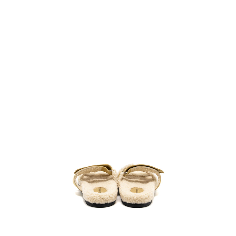 Hermes Size 37 Chypre Sandals Chèvre velours Beige Albatre