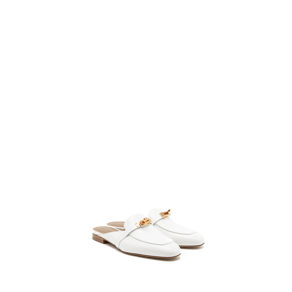 Hermes size 38 oz mules white RGHW