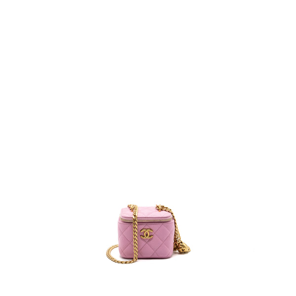 Chanel mini vanity with chain caviar light pink GHW (Microchip)