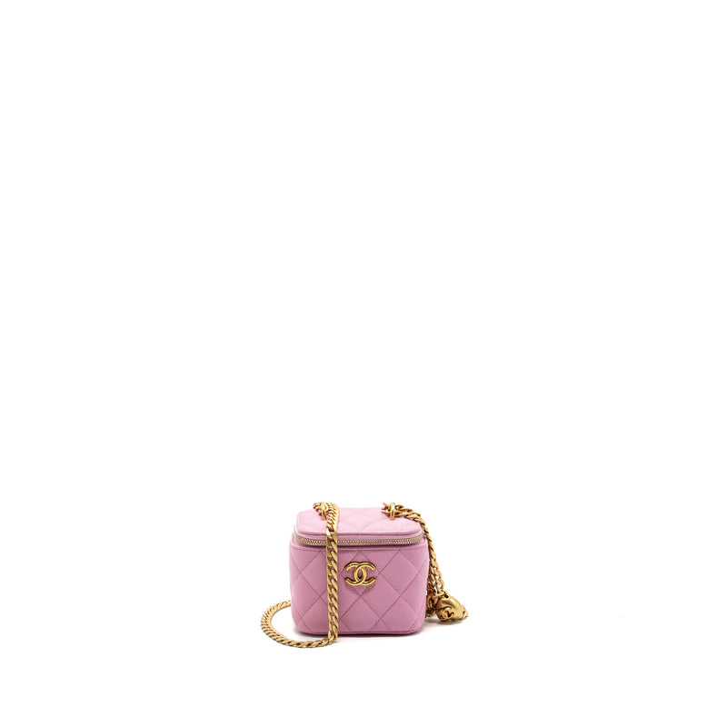 Chanel mini vanity with chain caviar light pink GHW (Microchip)