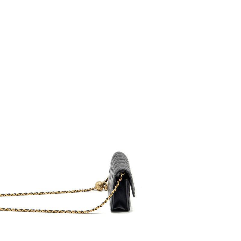 Chanel Pearl Crush Mini Flap Wallet on Chain Lambskin Black GHW (Microchip)