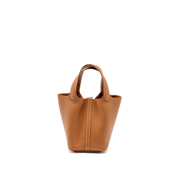 Hermes picotin 18 lock Bag Clemence Gold SHW stamp B