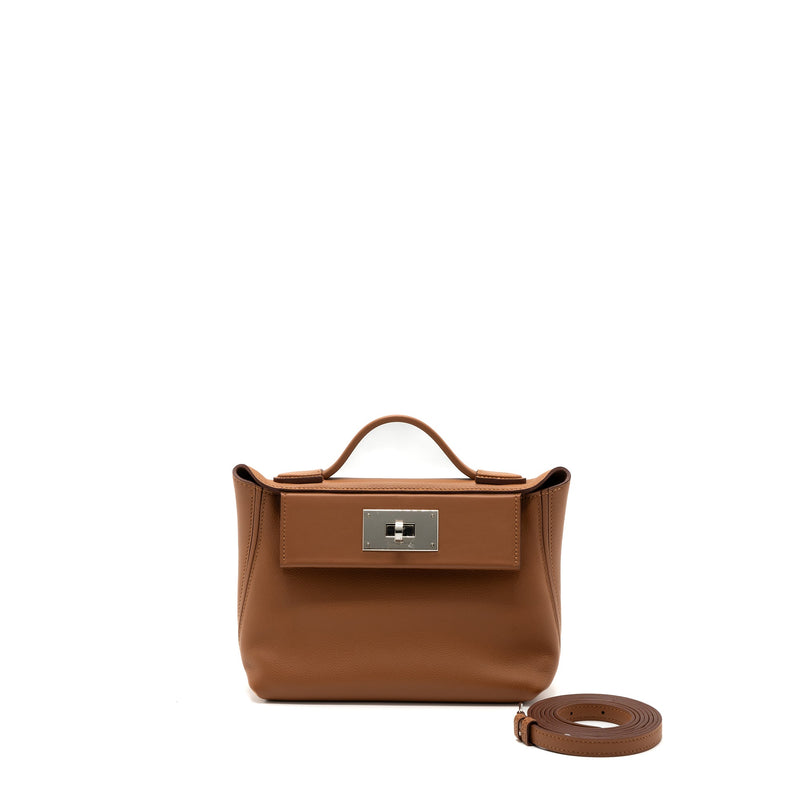 Hermes mini 24/24 2424-21 bag evercolor / swift gold SHW stamp U