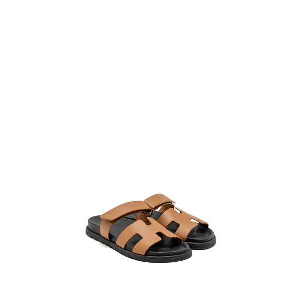 Hermes Size 37.5 Femme Chypre Sandals Calfskin Naturel
