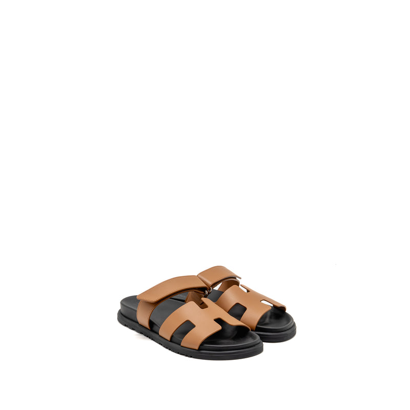 Hermes Size 37.5 Femme Chypre Sandals Calfskin Naturel
