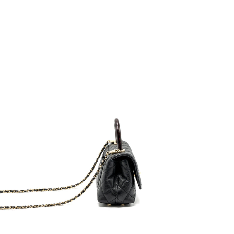 Chanel Coco Handle Extra Mini With Lizard Embossed Handle Caviar Black LGHW(microchip)