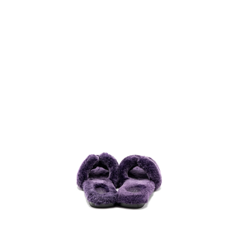 Hermes size 38 oran sandal shearling purple