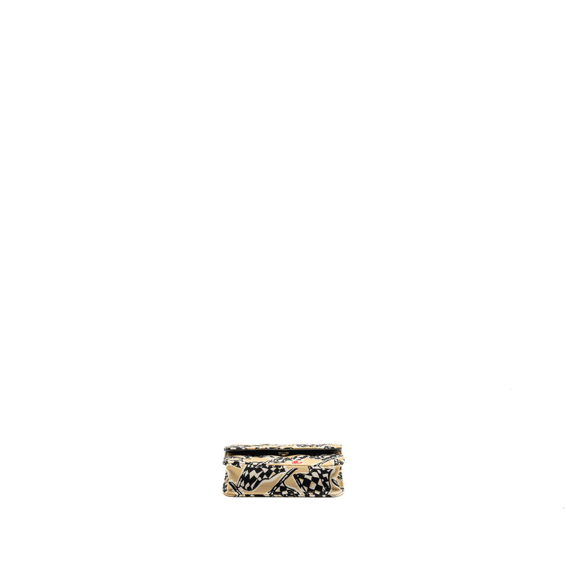Chanel Mini Flap Clutch with Chain Fabric Beige/Multicolour LGHW(microchip)