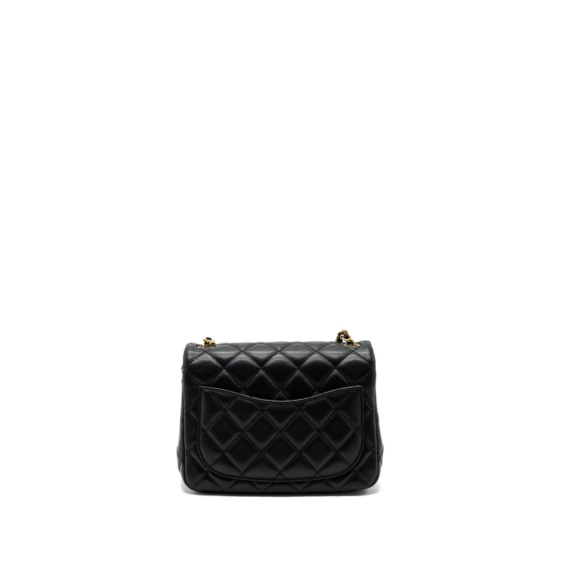 Chanel Pearl Crush Mini  Square Flap Bag Lambskin Black GHW (microchip)