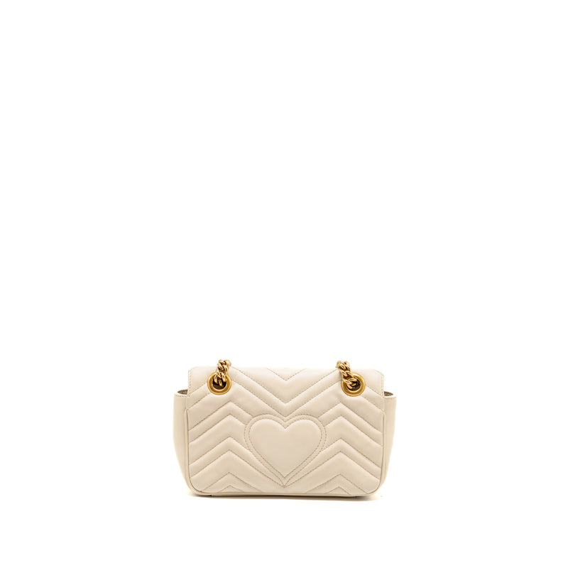 Gucci Mini GG Marmont Shoulder Bag Calfskin White GHW