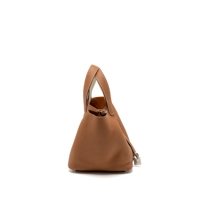 Hermes Picotin 18 Lock Bag Clemence Gold/Nata SHW Stamp Y