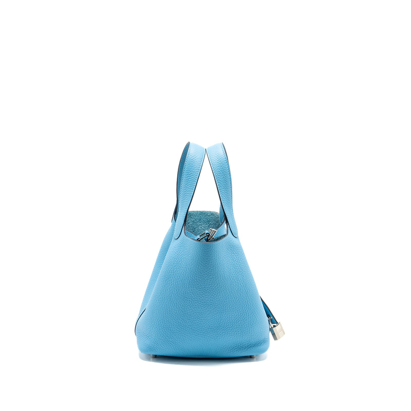 Hermes Picotin 18 Lock Bag Clemence Blue du Nord SHW Stamp Z