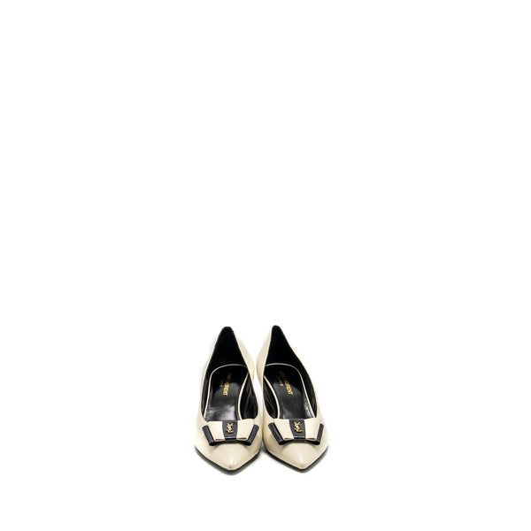 Saint Laurent Size 38 Anais 55 Bow YSL Pump white/multicolour