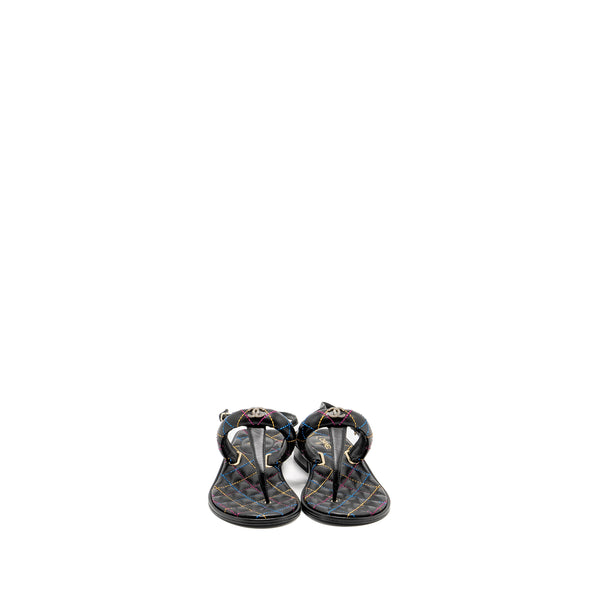 Chanel Size 39.5 Sandals Black /Multicolour