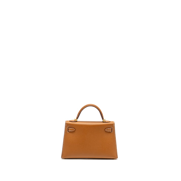 Hermes Mini Kelly II Epsom Gold GHW Stamp U