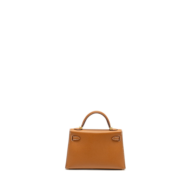 Hermes Mini Kelly II Epsom Gold GHW Stamp U