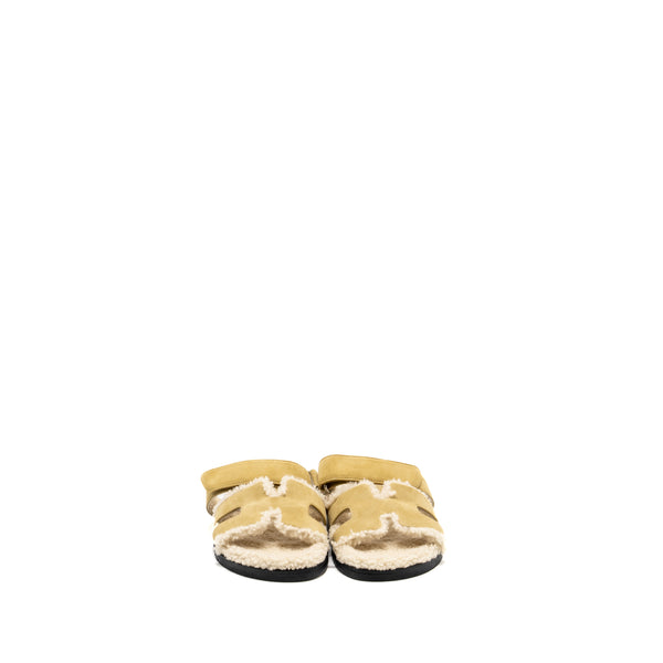 Hermes Size 37 Chypre Sandals Chèvre velours Beige Albatre