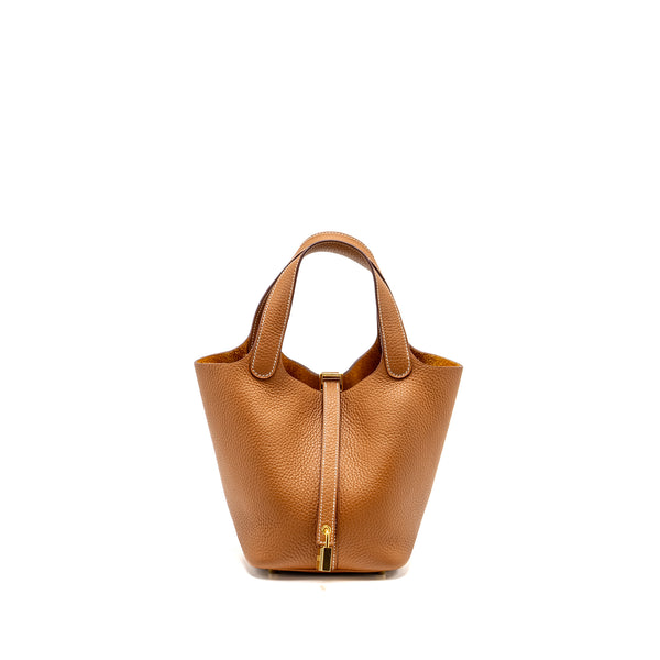 Hermes Picotin 18 Lock Bag Clemence Gold GHW Stamp B