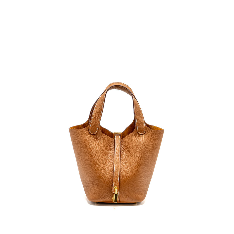 Hermes Picotin 18 Lock Bag Clemence Gold GHW Stamp B